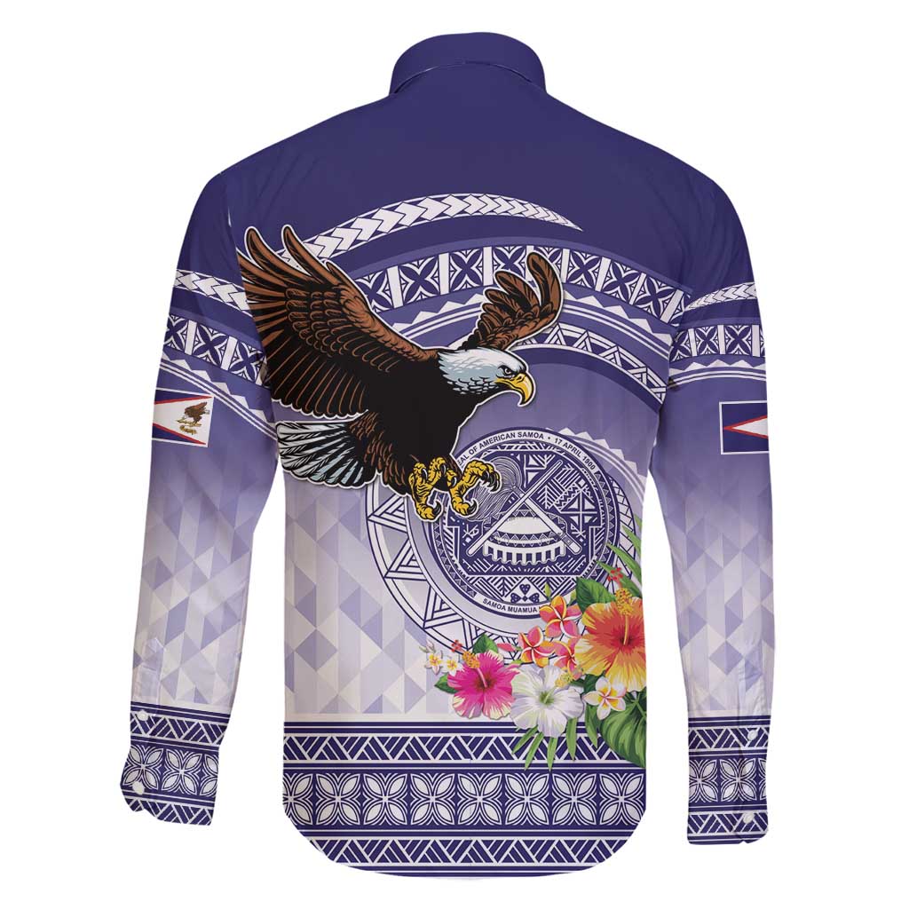 American Samoa Bald Eagle Family Matching Off Shoulder Short Dress and Hawaiian Shirt Polynesian Tropical Flowers LT9 - Polynesian Pride