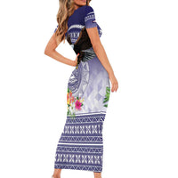 American Samoa Bald Eagle Family Matching Short Sleeve Bodycon Dress and Hawaiian Shirt Polynesian Tropical Flowers LT9 - Polynesian Pride