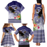 American Samoa Bald Eagle Family Matching Tank Maxi Dress and Hawaiian Shirt Polynesian Tropical Flowers LT9 - Polynesian Pride