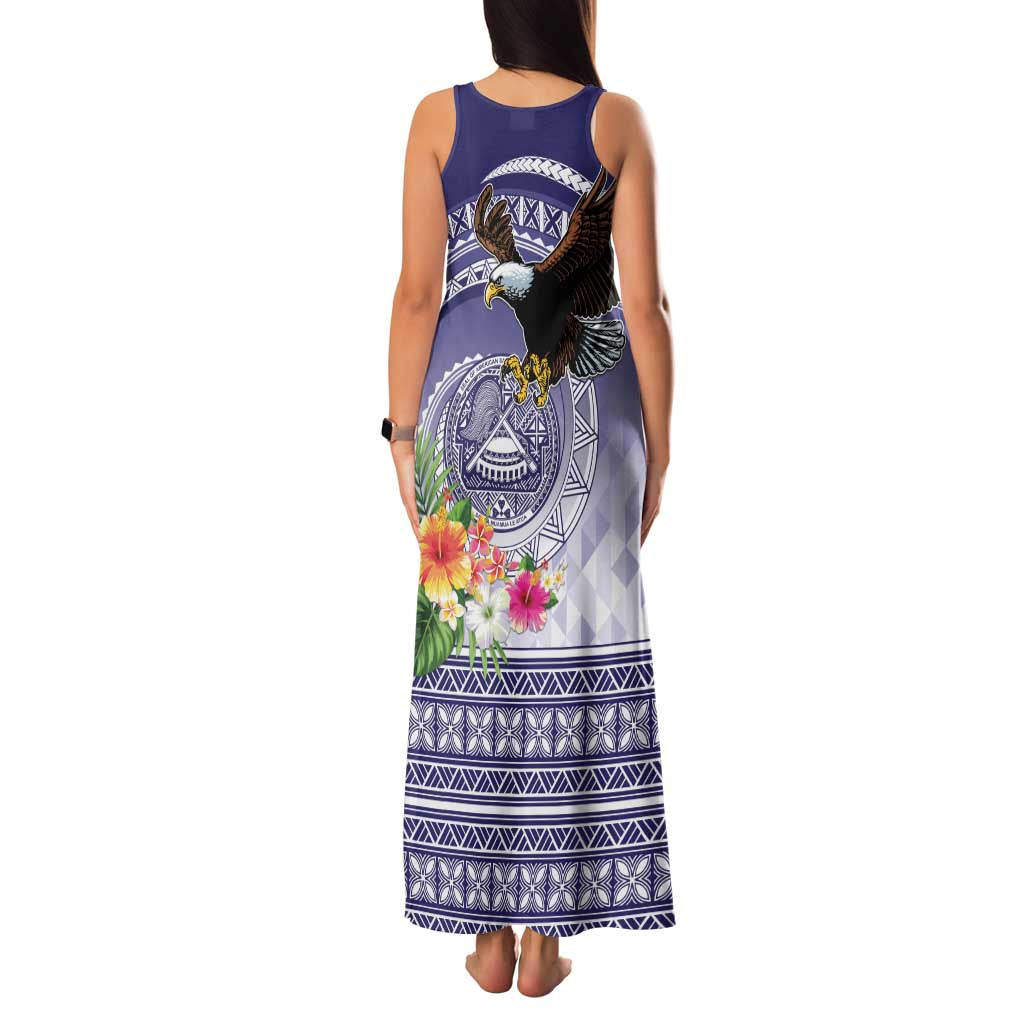 American Samoa Bald Eagle Family Matching Tank Maxi Dress and Hawaiian Shirt Polynesian Tropical Flowers LT9 - Polynesian Pride