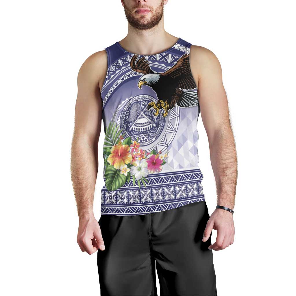 American Samoa Bald Eagle Men Tank Top Polynesian Tropical Flowers LT9 - Polynesian Pride