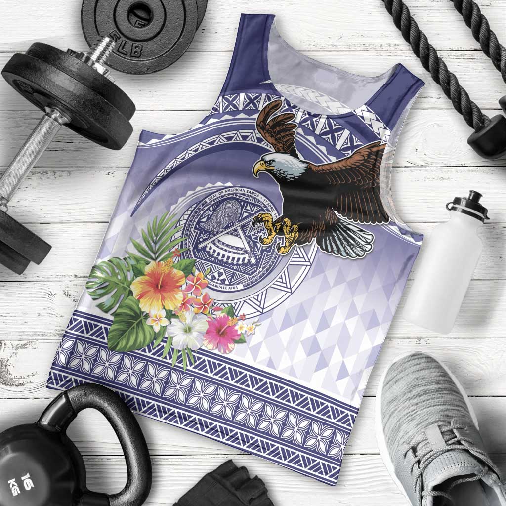 American Samoa Bald Eagle Men Tank Top Polynesian Tropical Flowers LT9 - Polynesian Pride