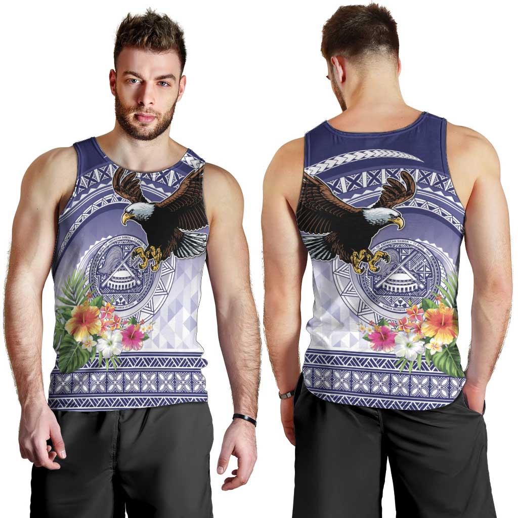 American Samoa Bald Eagle Men Tank Top Polynesian Tropical Flowers LT9 - Polynesian Pride