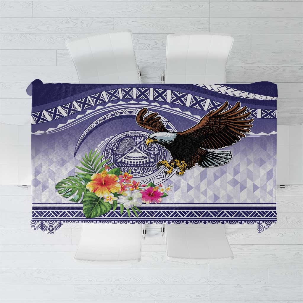 American Samoa Bald Eagle Tablecloth Polynesian Tropical Flowers LT9 Blue - Polynesian Pride