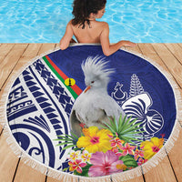 New Caledonia Kagu Bird Beach Blanket Polynesian Tropical Flowers LT9 - Polynesian Pride