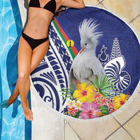 New Caledonia Kagu Bird Beach Blanket Polynesian Tropical Flowers LT9 - Polynesian Pride