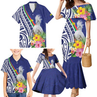 New Caledonia Kagu Bird Family Matching Mermaid Dress and Hawaiian Shirt Polynesian Tropical Flowers LT9 - Polynesian Pride