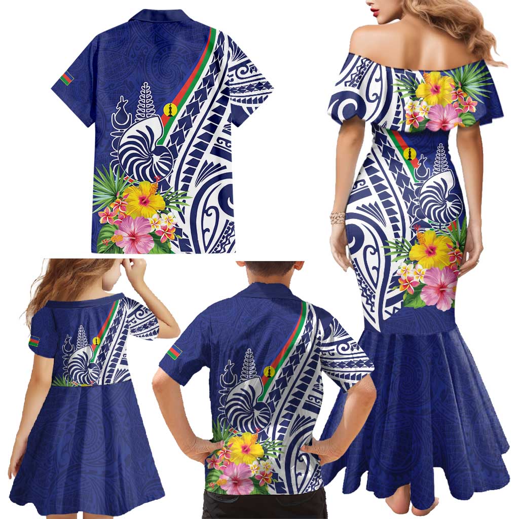 New Caledonia Kagu Bird Family Matching Mermaid Dress and Hawaiian Shirt Polynesian Tropical Flowers LT9 - Polynesian Pride