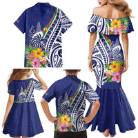 New Caledonia Kagu Bird Family Matching Mermaid Dress and Hawaiian Shirt Polynesian Tropical Flowers LT9 - Polynesian Pride