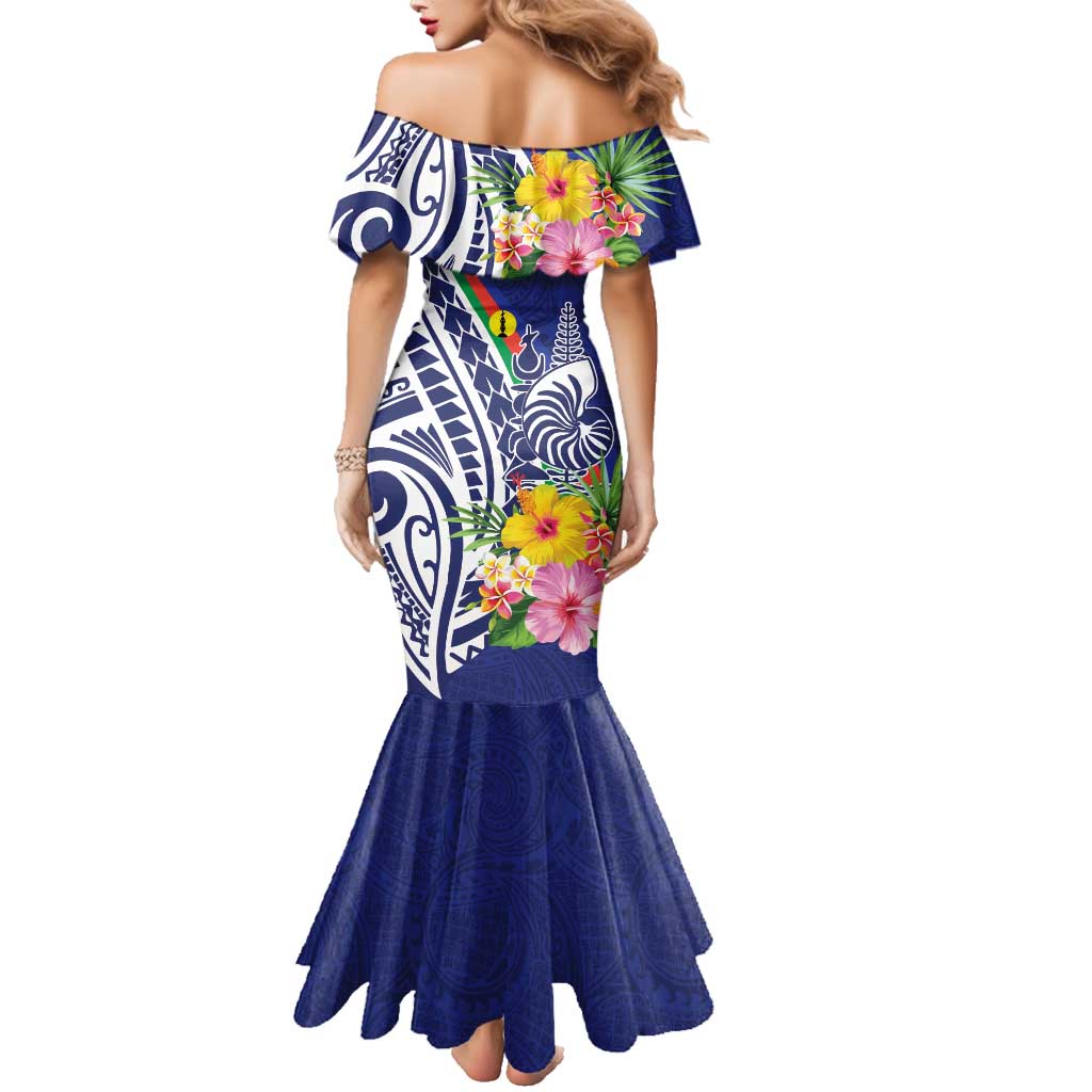 New Caledonia Kagu Bird Family Matching Mermaid Dress and Hawaiian Shirt Polynesian Tropical Flowers LT9 - Polynesian Pride