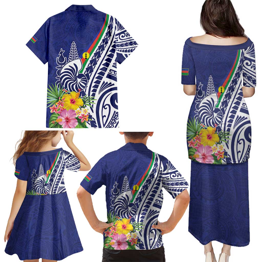 New Caledonia Kagu Bird Family Matching Puletasi and Hawaiian Shirt Polynesian Tropical Flowers LT9 - Polynesian Pride