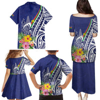 New Caledonia Kagu Bird Family Matching Puletasi and Hawaiian Shirt Polynesian Tropical Flowers LT9 - Polynesian Pride