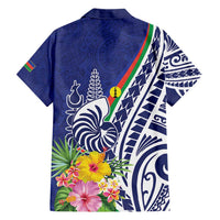 New Caledonia Kagu Bird Family Matching Short Sleeve Bodycon Dress and Hawaiian Shirt Polynesian Tropical Flowers LT9 - Polynesian Pride