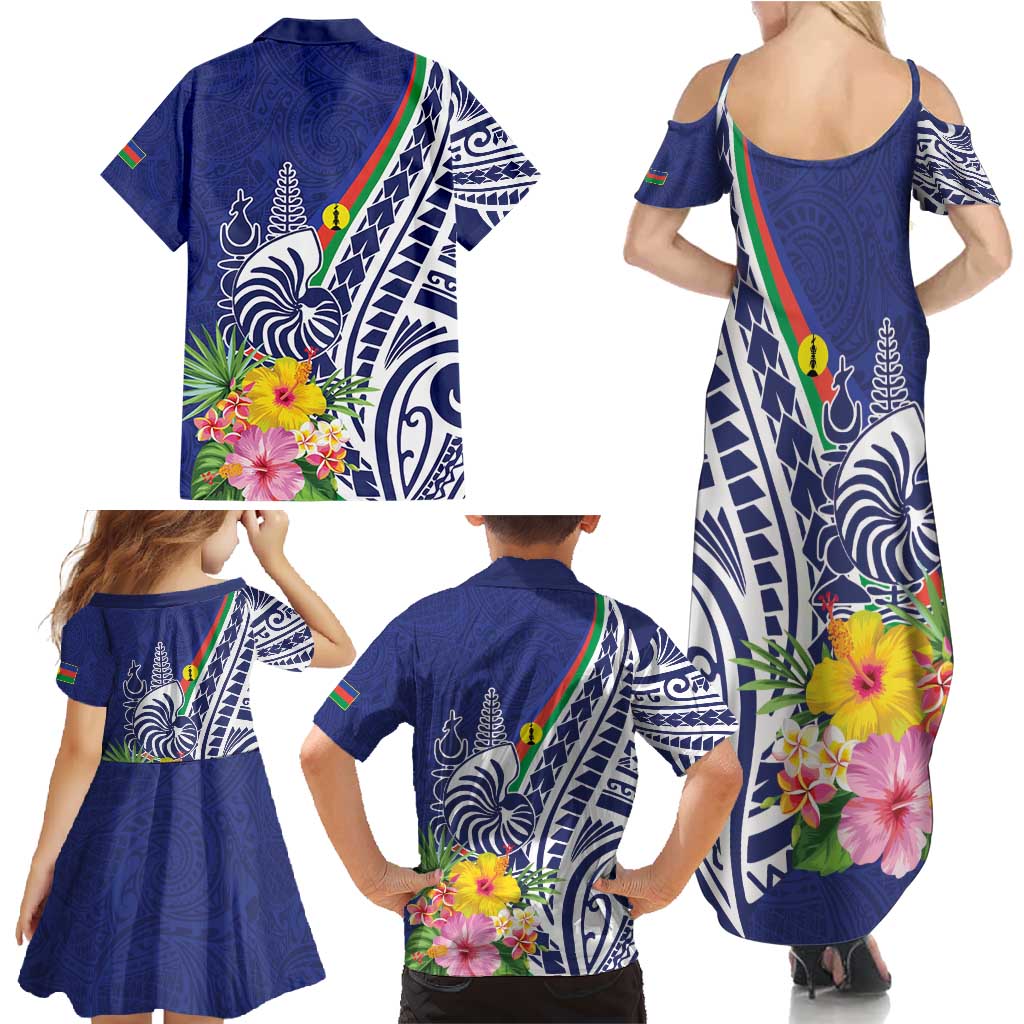 New Caledonia Kagu Bird Family Matching Summer Maxi Dress and Hawaiian Shirt Polynesian Tropical Flowers LT9 - Polynesian Pride