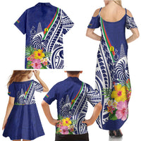 New Caledonia Kagu Bird Family Matching Summer Maxi Dress and Hawaiian Shirt Polynesian Tropical Flowers LT9 - Polynesian Pride