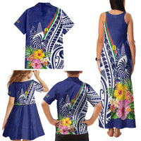 New Caledonia Kagu Bird Family Matching Tank Maxi Dress and Hawaiian Shirt Polynesian Tropical Flowers LT9 - Polynesian Pride