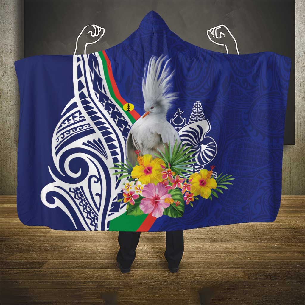 New Caledonia Kagu Bird Hooded Blanket Polynesian Tropical Flowers LT9 - Polynesian Pride