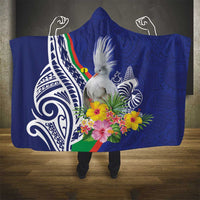 New Caledonia Kagu Bird Hooded Blanket Polynesian Tropical Flowers LT9 - Polynesian Pride