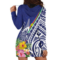 New Caledonia Kagu Bird Hoodie Dress Polynesian Tropical Flowers LT9 - Polynesian Pride