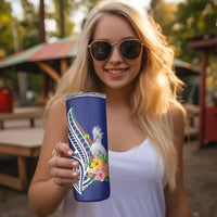 New Caledonia Kagu Bird Skinny Tumbler Polynesian Tropical Flowers LT9 - Polynesian Pride