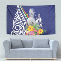 New Caledonia Kagu Bird Tapestry Polynesian Tropical Flowers LT9 - Polynesian Pride