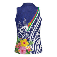 New Caledonia Kagu Bird Women Sleeveless Polo Shirt Polynesian Tropical Flowers LT9 - Polynesian Pride