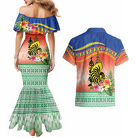 New Caledonia Nautilus Shell Couples Matching Mermaid Dress and Hawaiian Shirt Polynesian Tropical Flowers LT9 - Polynesian Pride