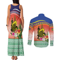 New Caledonia Nautilus Shell Couples Matching Tank Maxi Dress and Long Sleeve Button Shirt Polynesian Tropical Flowers LT9 - Polynesian Pride