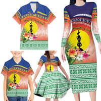 New Caledonia Nautilus Shell Family Matching Long Sleeve Bodycon Dress and Hawaiian Shirt Polynesian Tropical Flowers LT9 - Polynesian Pride