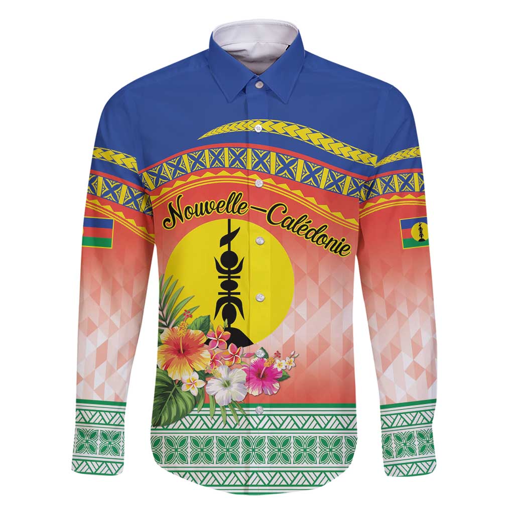 New Caledonia Nautilus Shell Family Matching Long Sleeve Bodycon Dress and Hawaiian Shirt Polynesian Tropical Flowers LT9 Dad's Shirt - Long Sleeve Red - Polynesian Pride