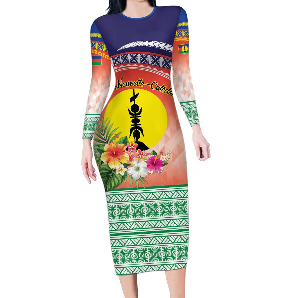 New Caledonia Nautilus Shell Family Matching Long Sleeve Bodycon Dress and Hawaiian Shirt Polynesian Tropical Flowers LT9 Mom's Dress Red - Polynesian Pride