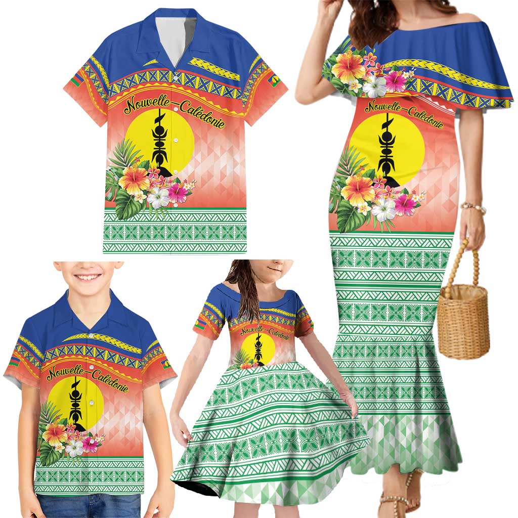 New Caledonia Nautilus Shell Family Matching Mermaid Dress and Hawaiian Shirt Polynesian Tropical Flowers LT9 - Polynesian Pride