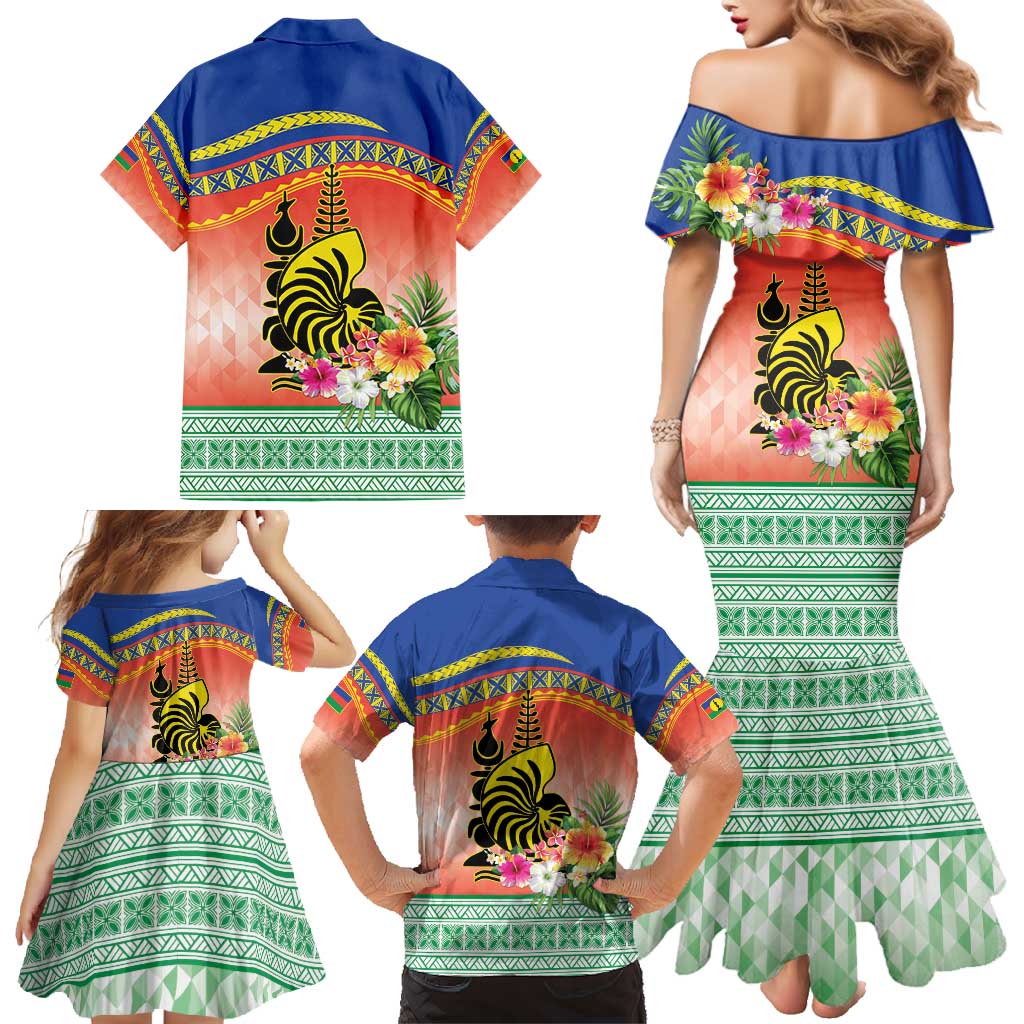 New Caledonia Nautilus Shell Family Matching Mermaid Dress and Hawaiian Shirt Polynesian Tropical Flowers LT9 - Polynesian Pride