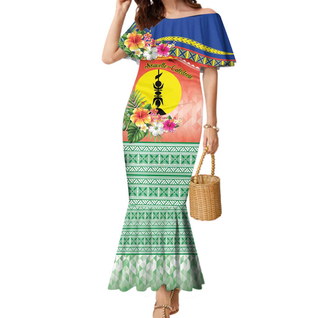New Caledonia Nautilus Shell Family Matching Mermaid Dress and Hawaiian Shirt Polynesian Tropical Flowers LT9 Mom's Dress Red - Polynesian Pride