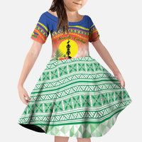 New Caledonia Nautilus Shell Family Matching Off The Shoulder Long Sleeve Dress and Hawaiian Shirt Polynesian Tropical Flowers LT9 Daughter's Dress Red - Polynesian Pride