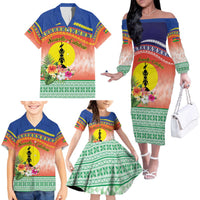 New Caledonia Nautilus Shell Family Matching Off The Shoulder Long Sleeve Dress and Hawaiian Shirt Polynesian Tropical Flowers LT9 - Polynesian Pride