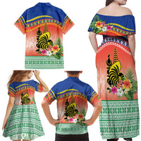 New Caledonia Nautilus Shell Family Matching Off Shoulder Maxi Dress and Hawaiian Shirt Polynesian Tropical Flowers LT9 - Polynesian Pride