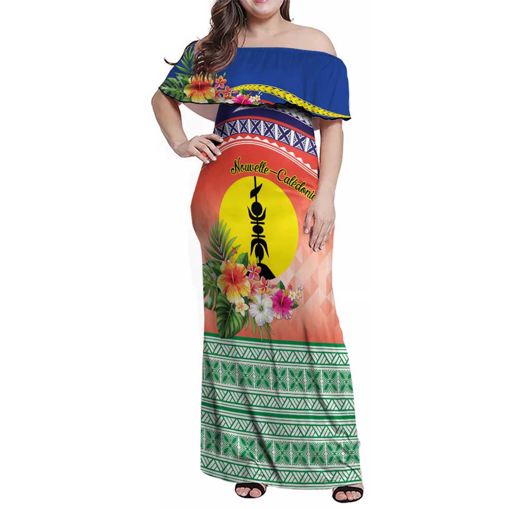 New Caledonia Nautilus Shell Family Matching Off Shoulder Maxi Dress and Hawaiian Shirt Polynesian Tropical Flowers LT9 Mom's Dress Red - Polynesian Pride