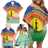 New Caledonia Nautilus Shell Family Matching Off Shoulder Short Dress and Hawaiian Shirt Polynesian Tropical Flowers LT9 - Polynesian Pride