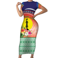 New Caledonia Nautilus Shell Family Matching Short Sleeve Bodycon Dress and Hawaiian Shirt Polynesian Tropical Flowers LT9 Mom's Dress Red - Polynesian Pride