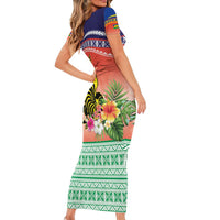 New Caledonia Nautilus Shell Family Matching Short Sleeve Bodycon Dress and Hawaiian Shirt Polynesian Tropical Flowers LT9 - Polynesian Pride