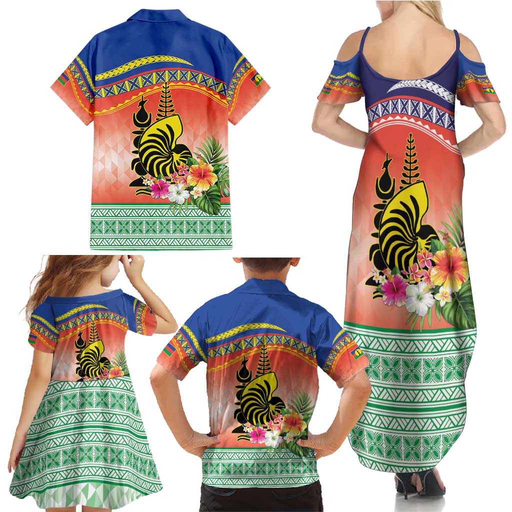 New Caledonia Nautilus Shell Family Matching Summer Maxi Dress and Hawaiian Shirt Polynesian Tropical Flowers LT9 - Polynesian Pride