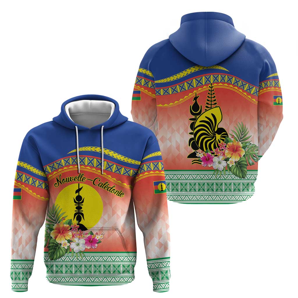 New Caledonia Nautilus Shell Hoodie Polynesian Tropical Flowers LT9 - Polynesian Pride