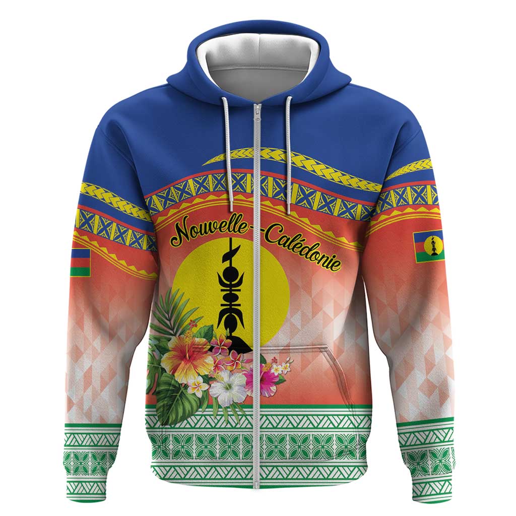 New Caledonia Nautilus Shell Hoodie Polynesian Tropical Flowers LT9 Zip Hoodie Red - Polynesian Pride