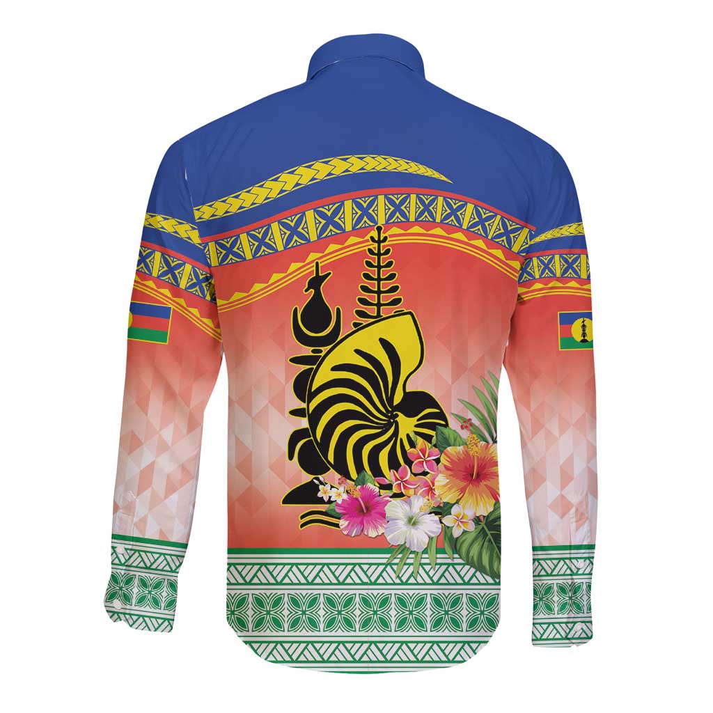 New Caledonia Nautilus Shell Long Sleeve Button Shirt Polynesian Tropical Flowers LT9 - Polynesian Pride