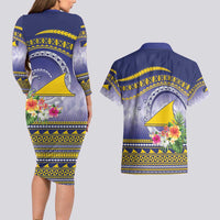 Tokelau Tuluma Couples Matching Long Sleeve Bodycon Dress and Hawaiian Shirt Polynesian Tropical Flowers LT9 - Polynesian Pride