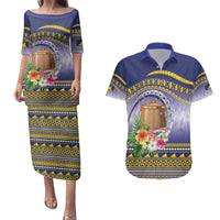 Tokelau Tuluma Couples Matching Puletasi and Hawaiian Shirt Polynesian Tropical Flowers LT9 Blue - Polynesian Pride