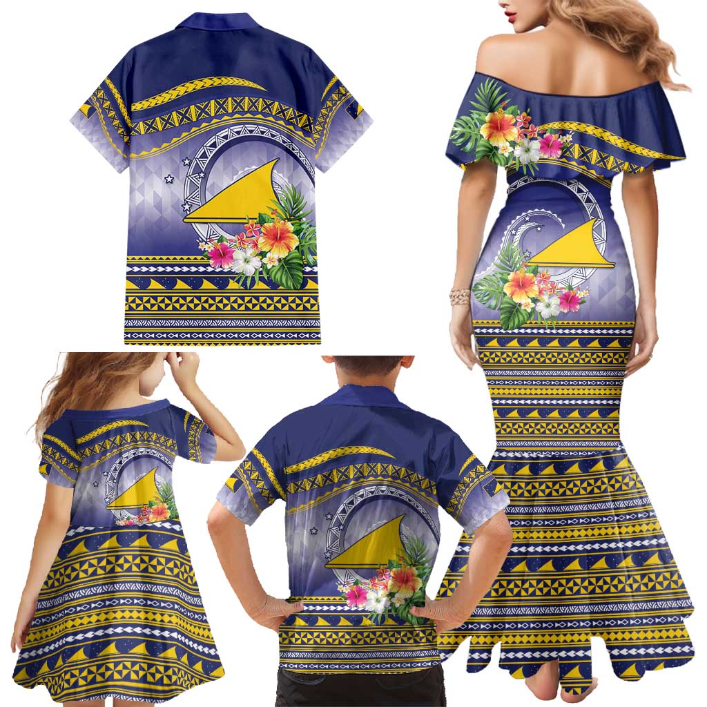 Tokelau Tuluma Family Matching Mermaid Dress and Hawaiian Shirt Polynesian Tropical Flowers LT9 - Polynesian Pride
