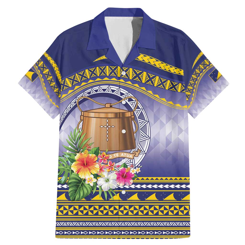 Tokelau Tuluma Family Matching Mermaid Dress and Hawaiian Shirt Polynesian Tropical Flowers LT9 Dad's Shirt - Short Sleeve Blue - Polynesian Pride