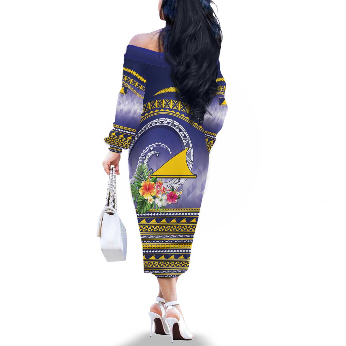 Tokelau Tuluma Family Matching Off The Shoulder Long Sleeve Dress and Hawaiian Shirt Polynesian Tropical Flowers LT9 - Polynesian Pride